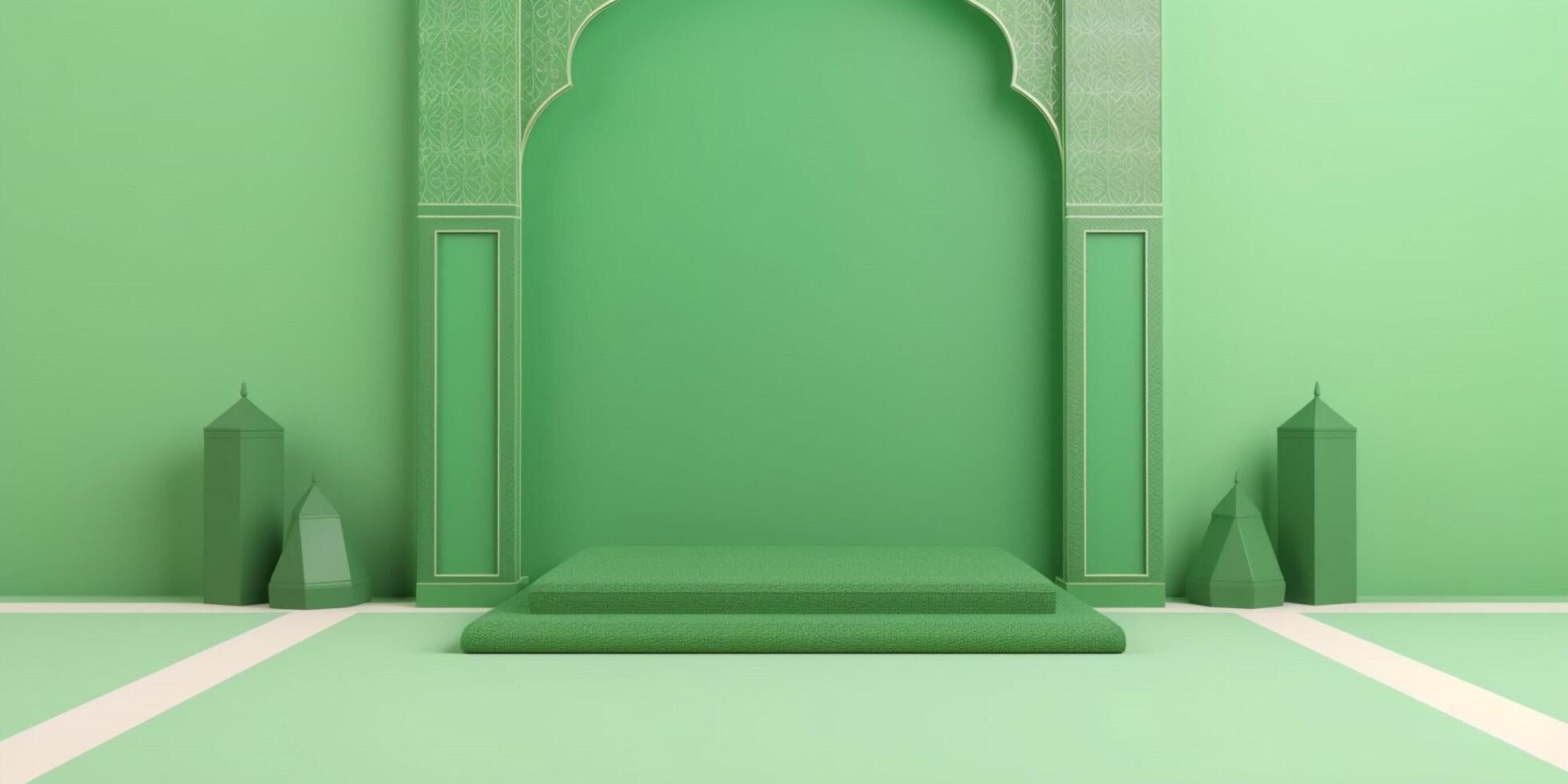 empty green soft podium ramadan background photo