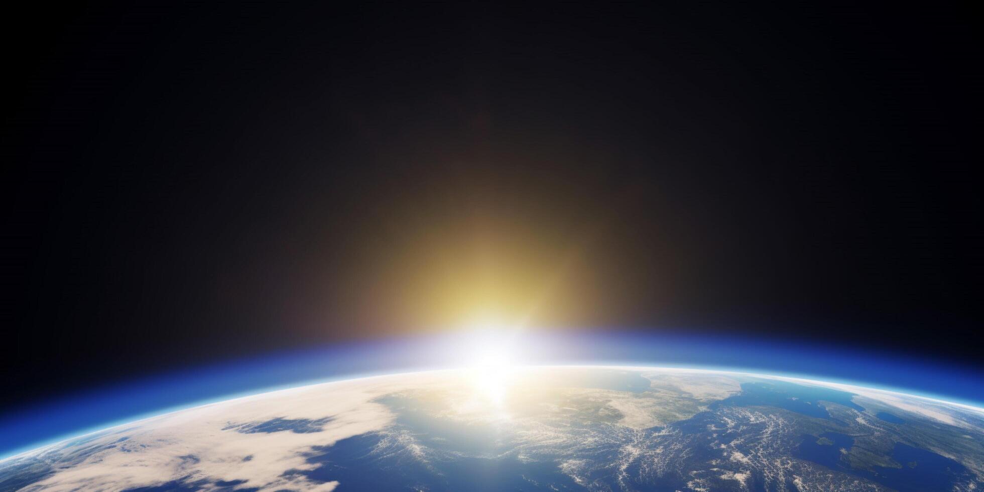 Earth in space with a sunshine on it photo