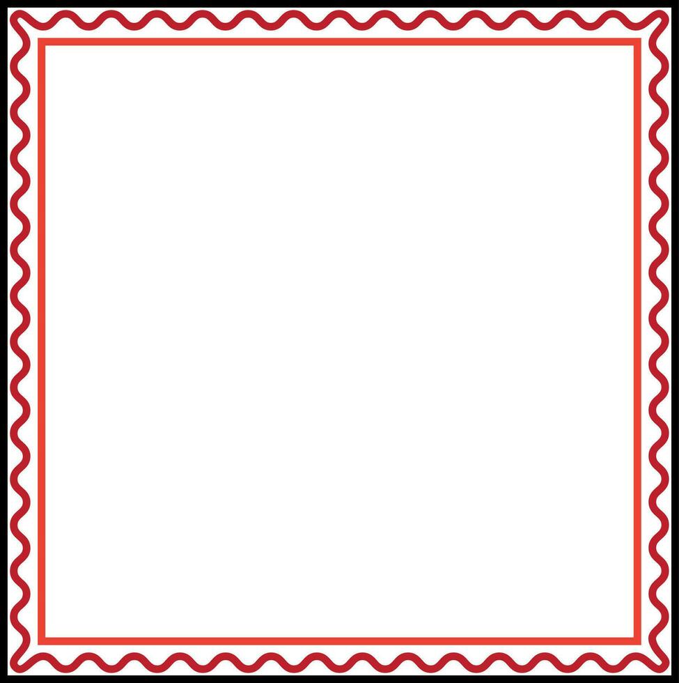 White background with red wavy border. vector