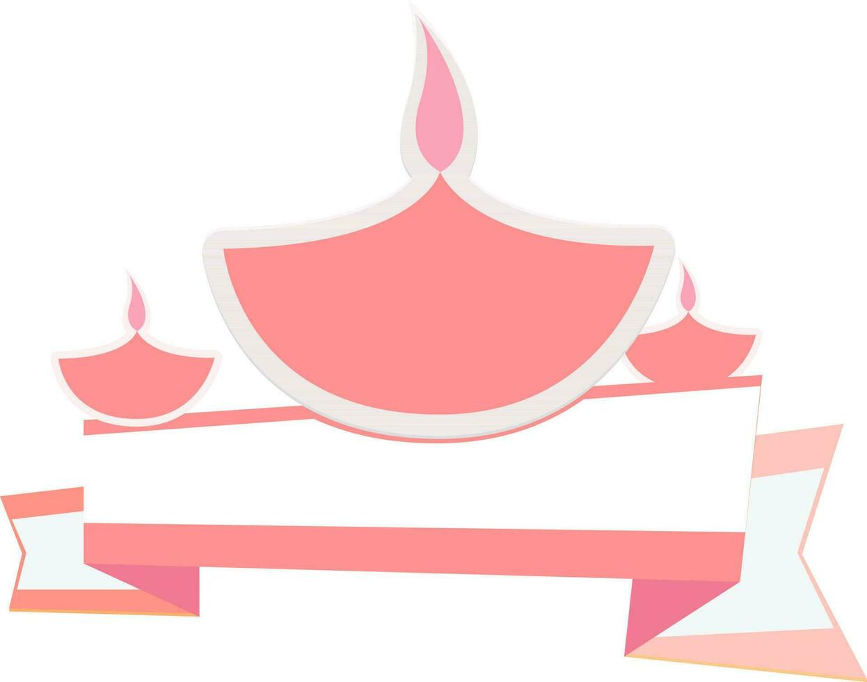Flat style oil lamps with blank ribbon. vector