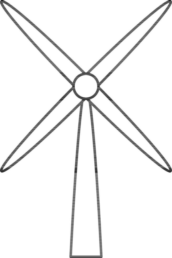 Line art windmill on white background. vector