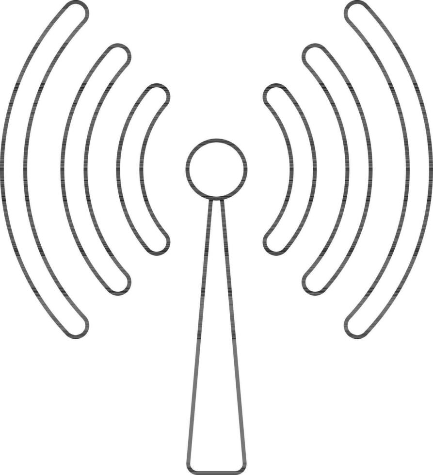 Black line art antenna on white background. vector