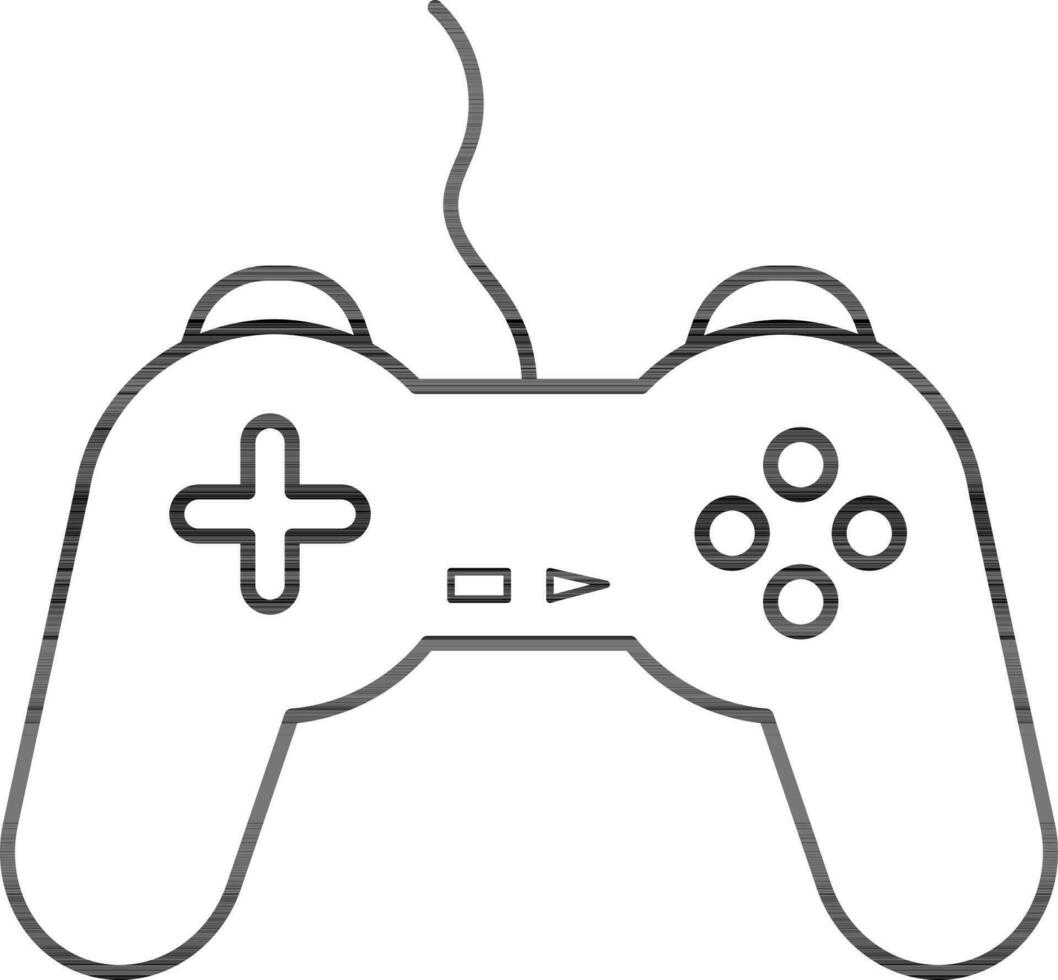 Isolated gamepad in balck line art. vector