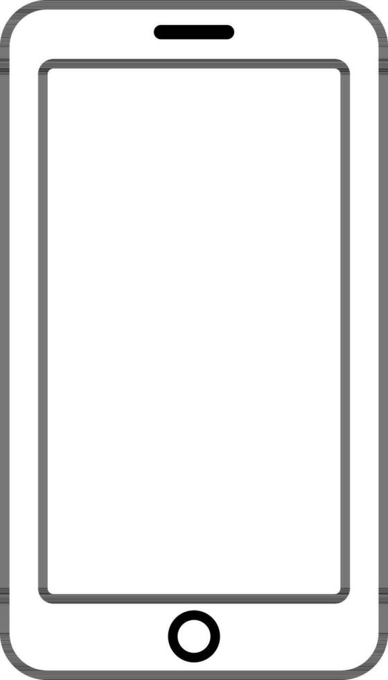 Black line art illustration of a smartphone. vector
