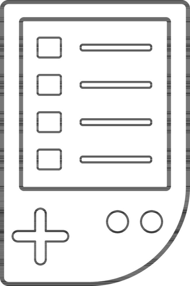 Gadget game in black line art. vector