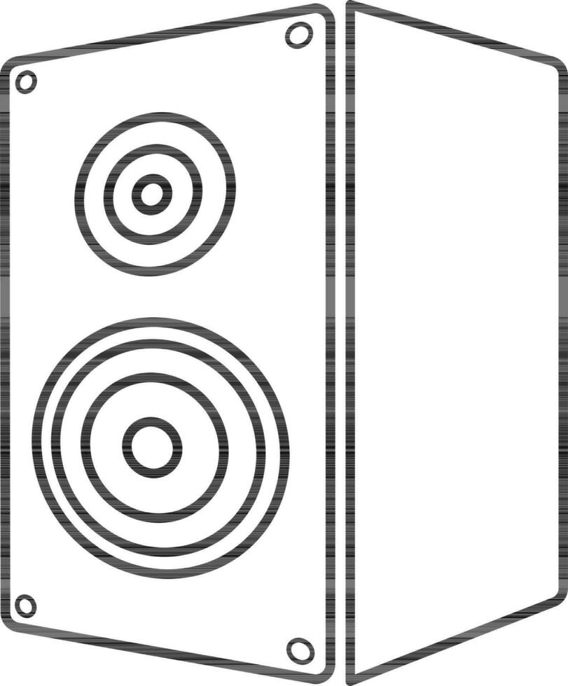Black line art sound speaker in flat style. vector