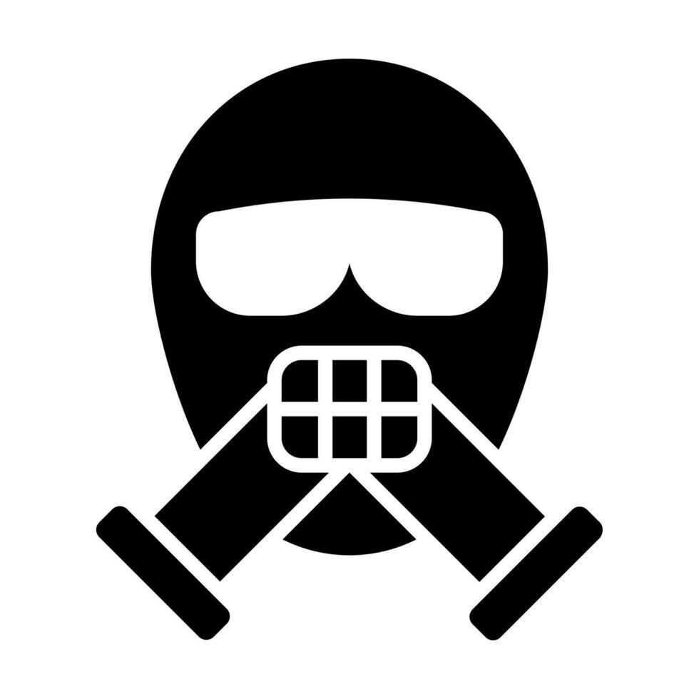 gas máscara glifo icono diseño vector