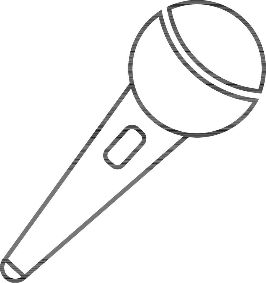 Thin line art illustration of Microphone. vector