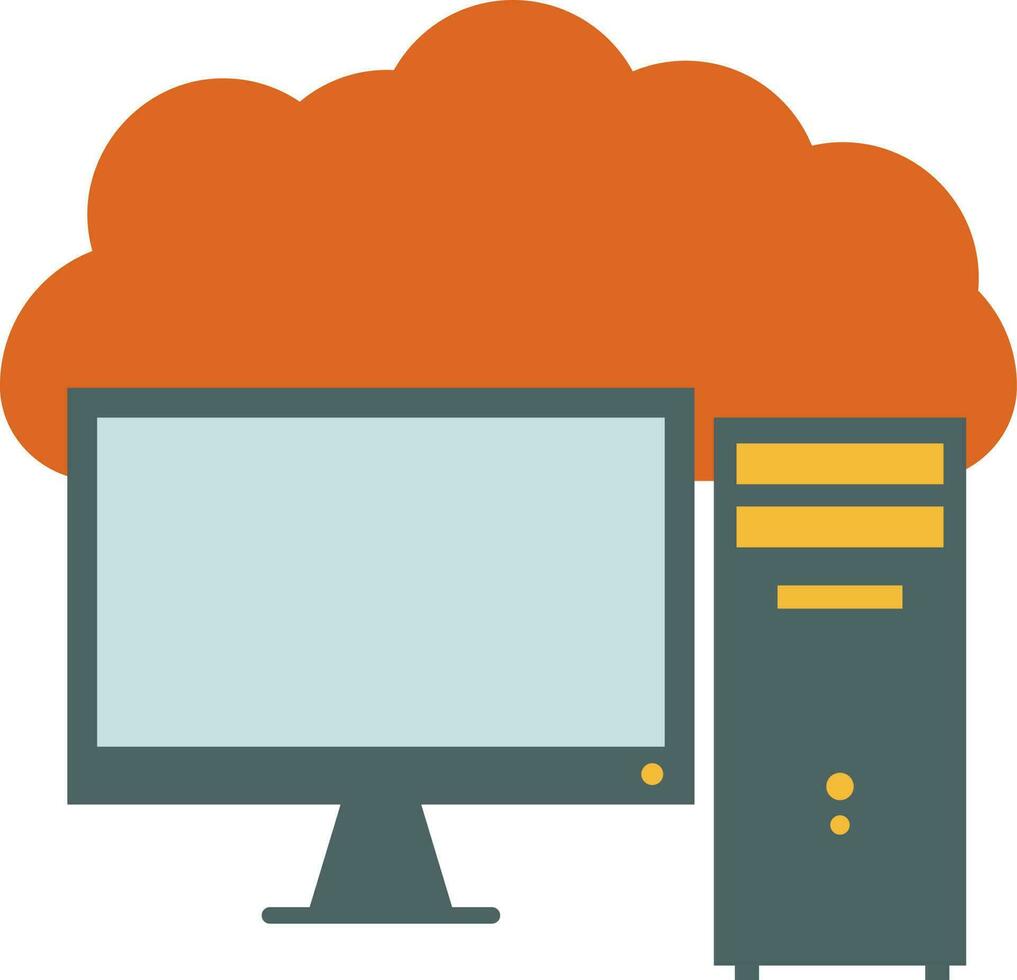 Moniter with CPU in flat style. vector