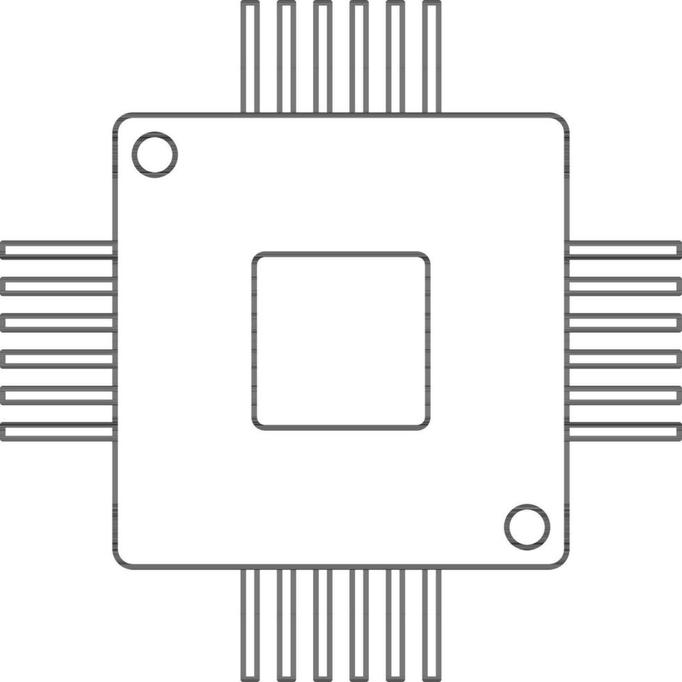 Isolated CPU in line art illustration. vector