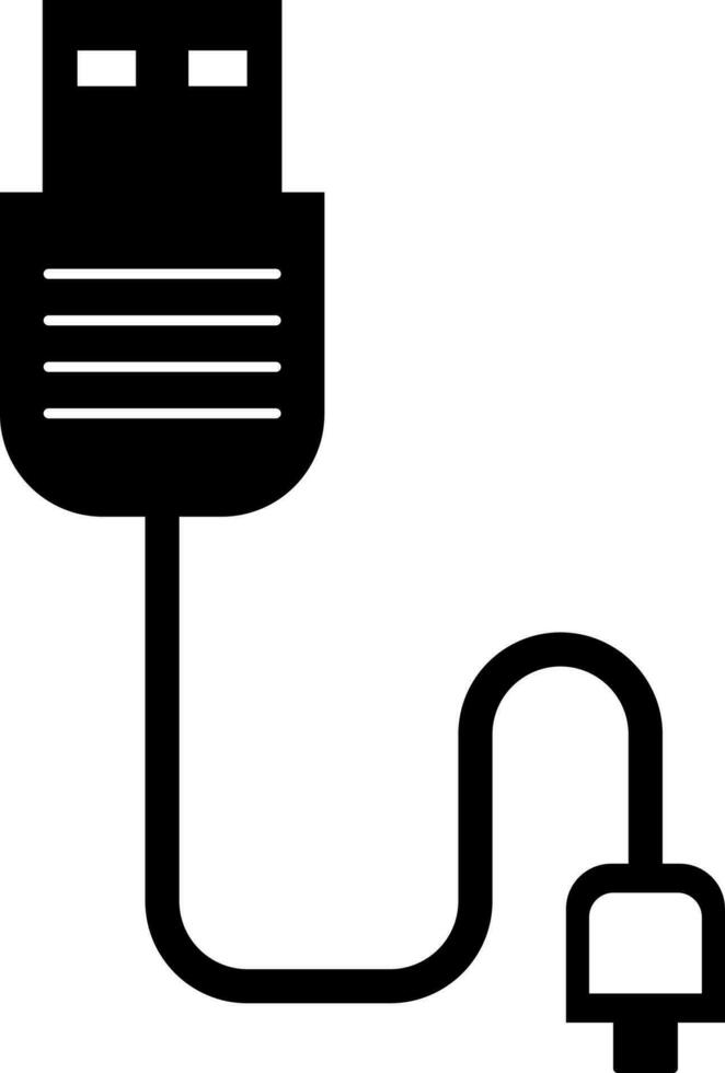 Usb cable in black and white color. vector