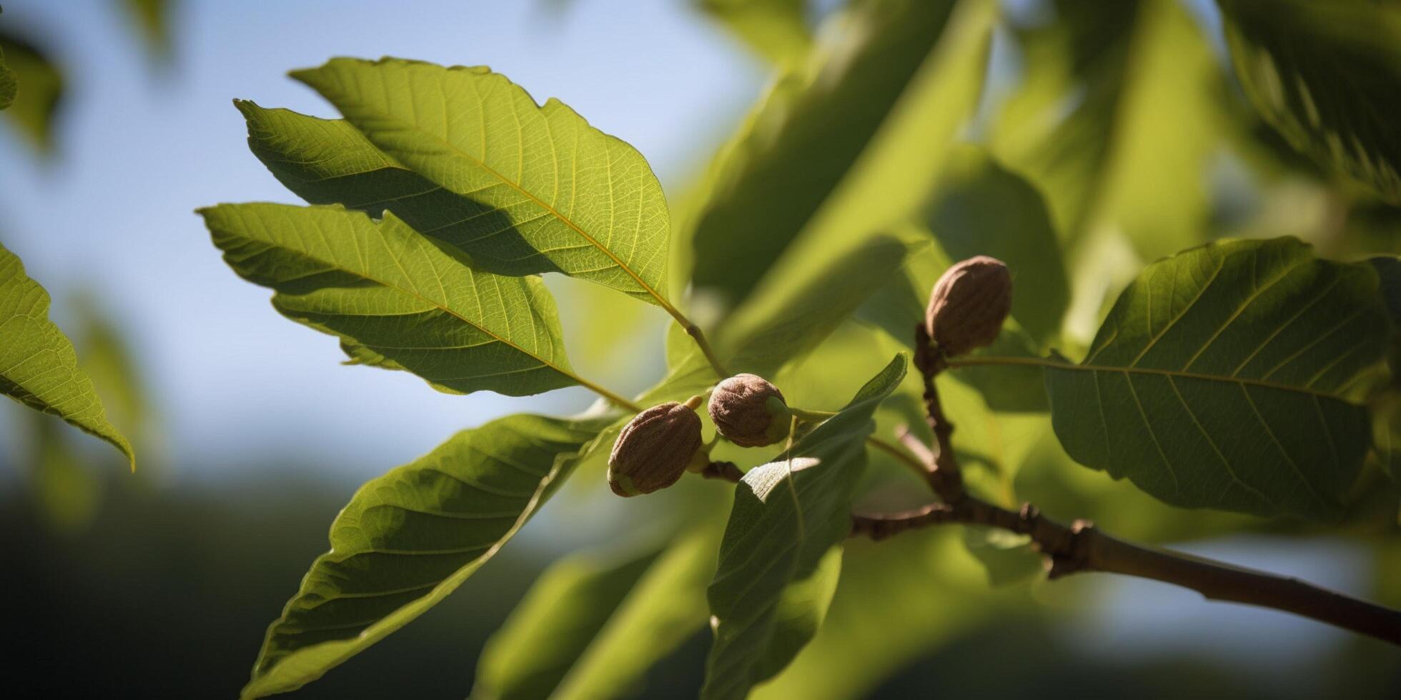 Closeup of walnuts tree photo