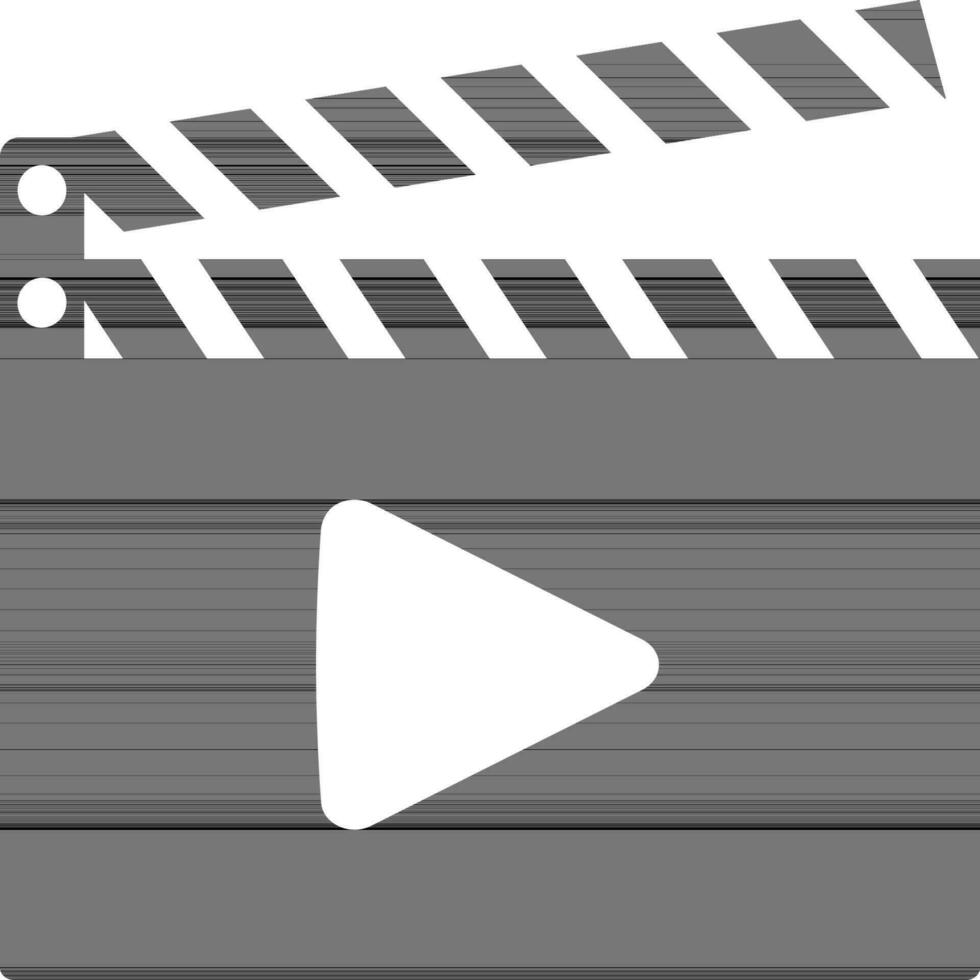 Black and white icon of movie clapper. vector