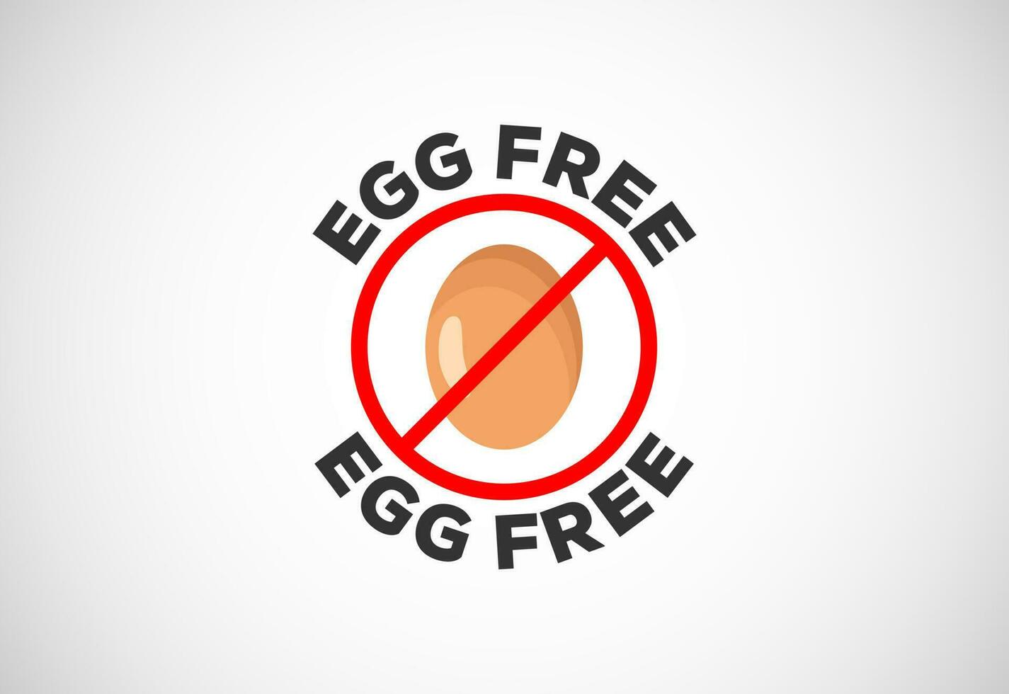 Egg free labels badge logo sign for food package seal. 100 percent egg free flat vector illustration