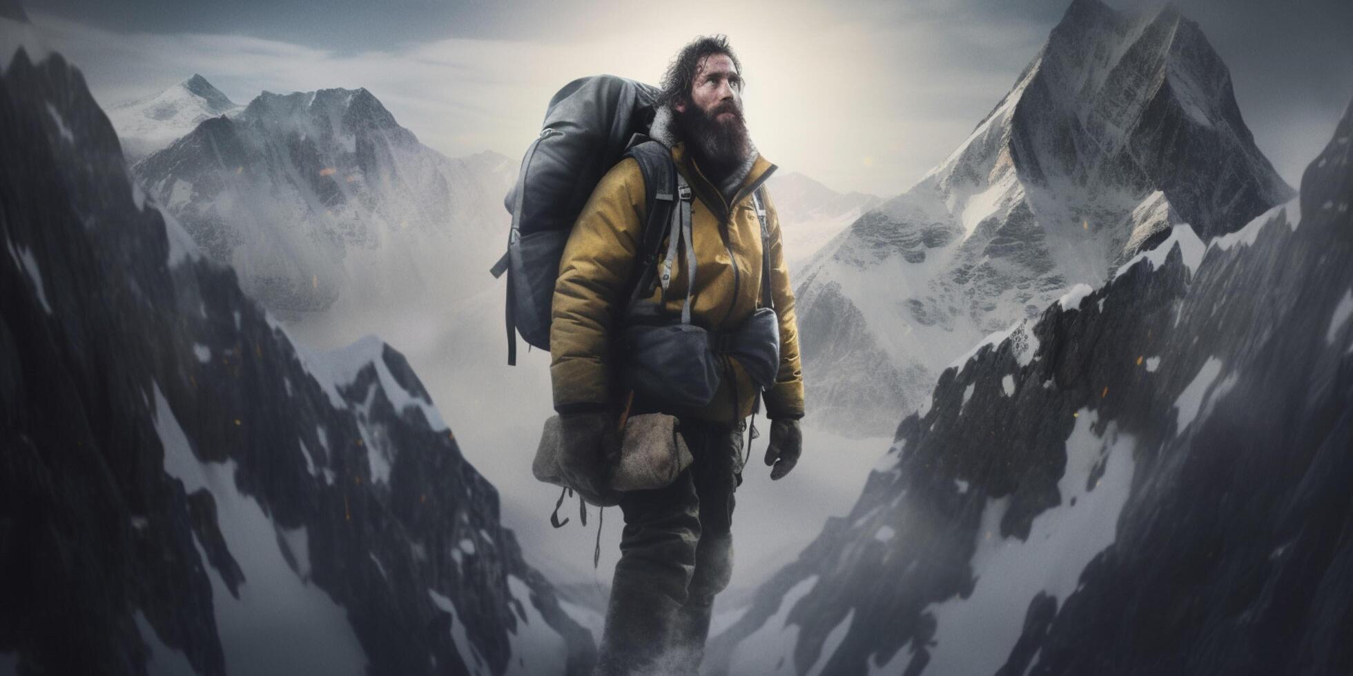 A poster for the mountaineer that is on the bottom photo