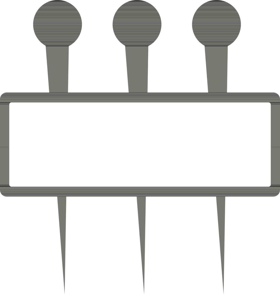 Black and white box with pushpin set. vector