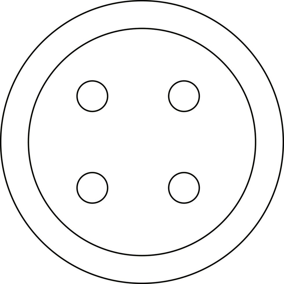 Round button in line art illustration. vector