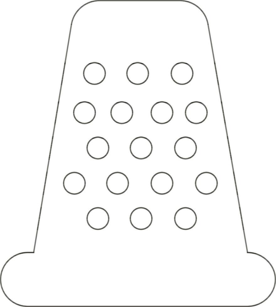 Line art thimble on white background. vector
