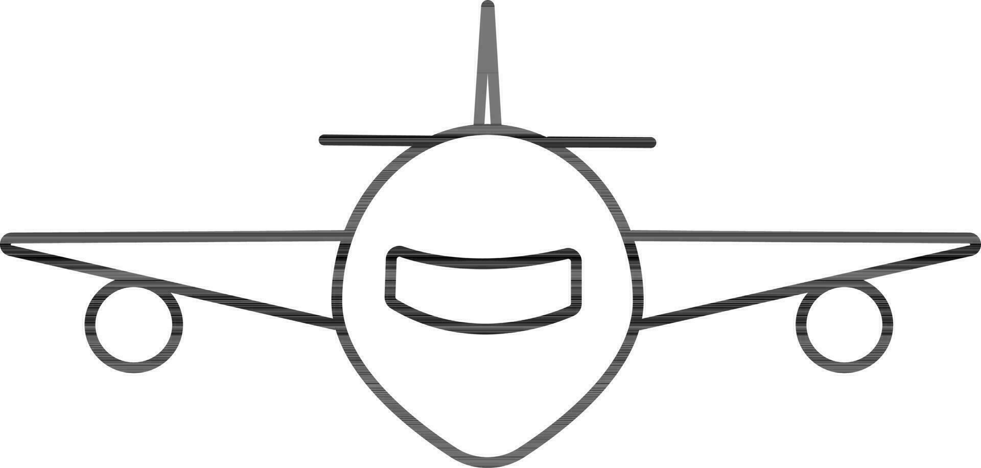 Line art illustration of a flying airplane. vector