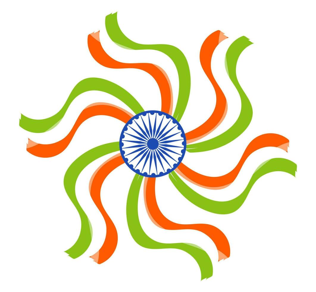 Ashok chakra with decorative ribbon. vector