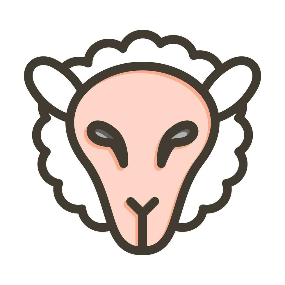 Sheep Vector Thick Line Filled Colors Icon Design