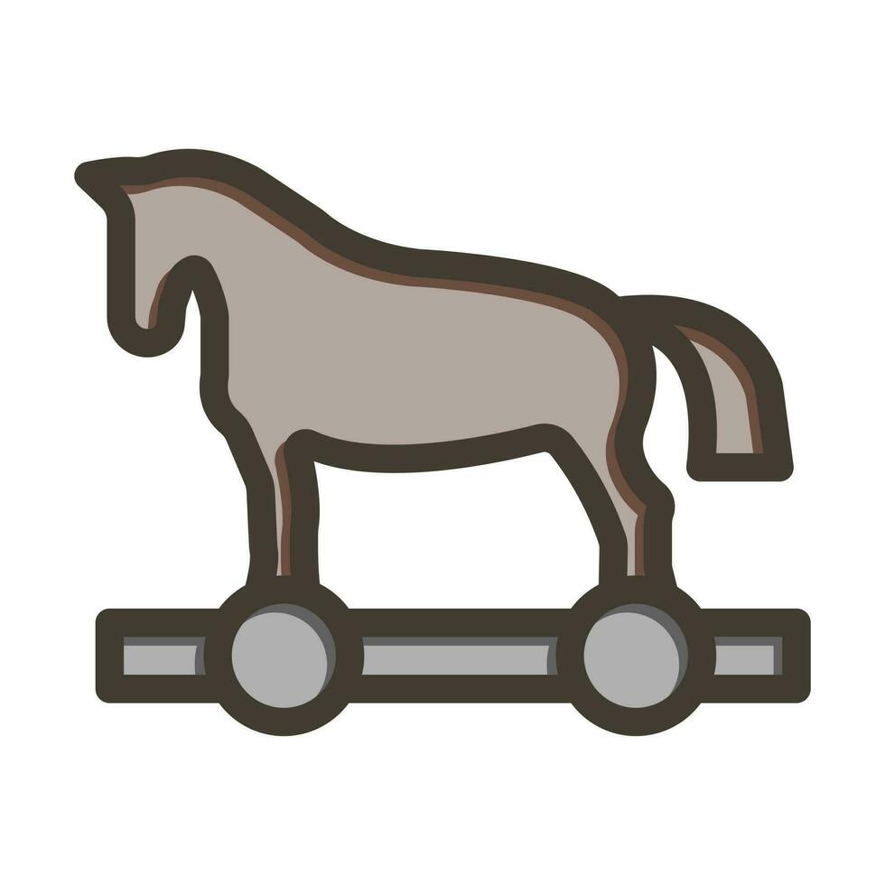 Trojan Horse Thick Line Filled Colors For Personal And Commercial Use. vector