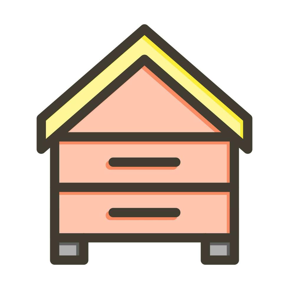 Beehive Vector Thick Line Filled Colors Icon Design