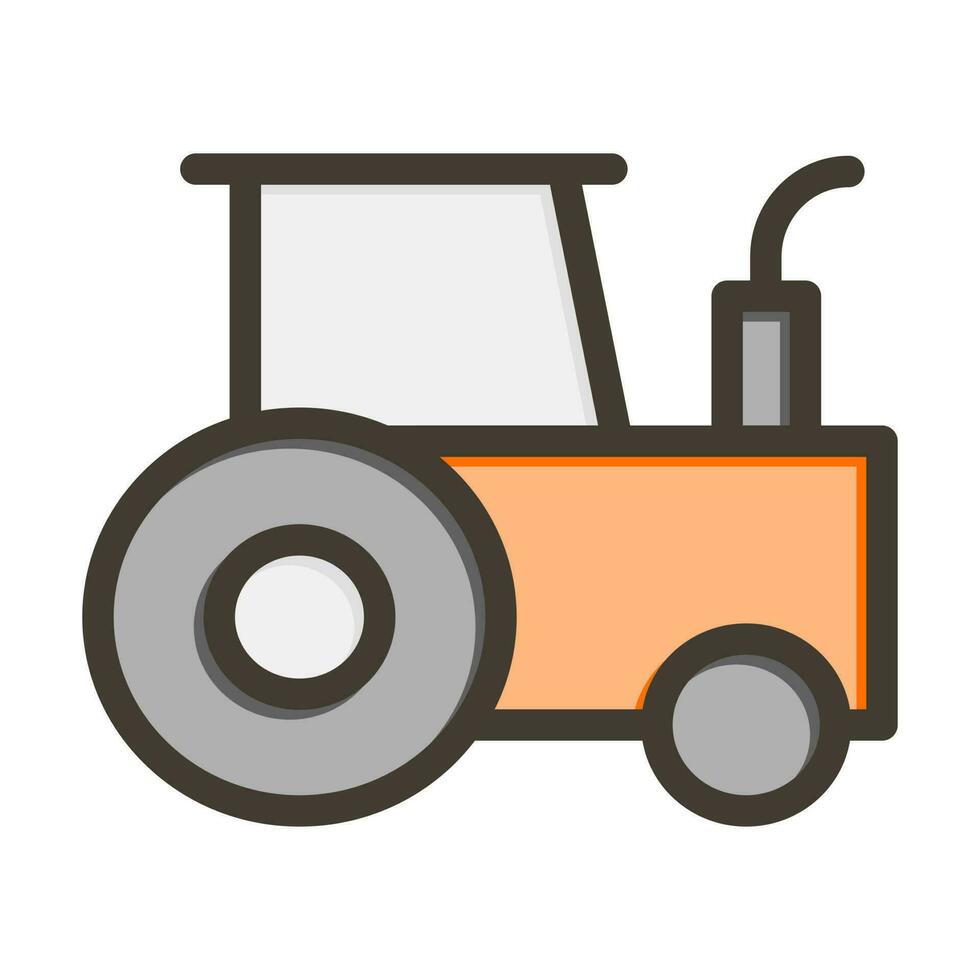 Tractor Vector Thick Line Filled Colors Icon Design