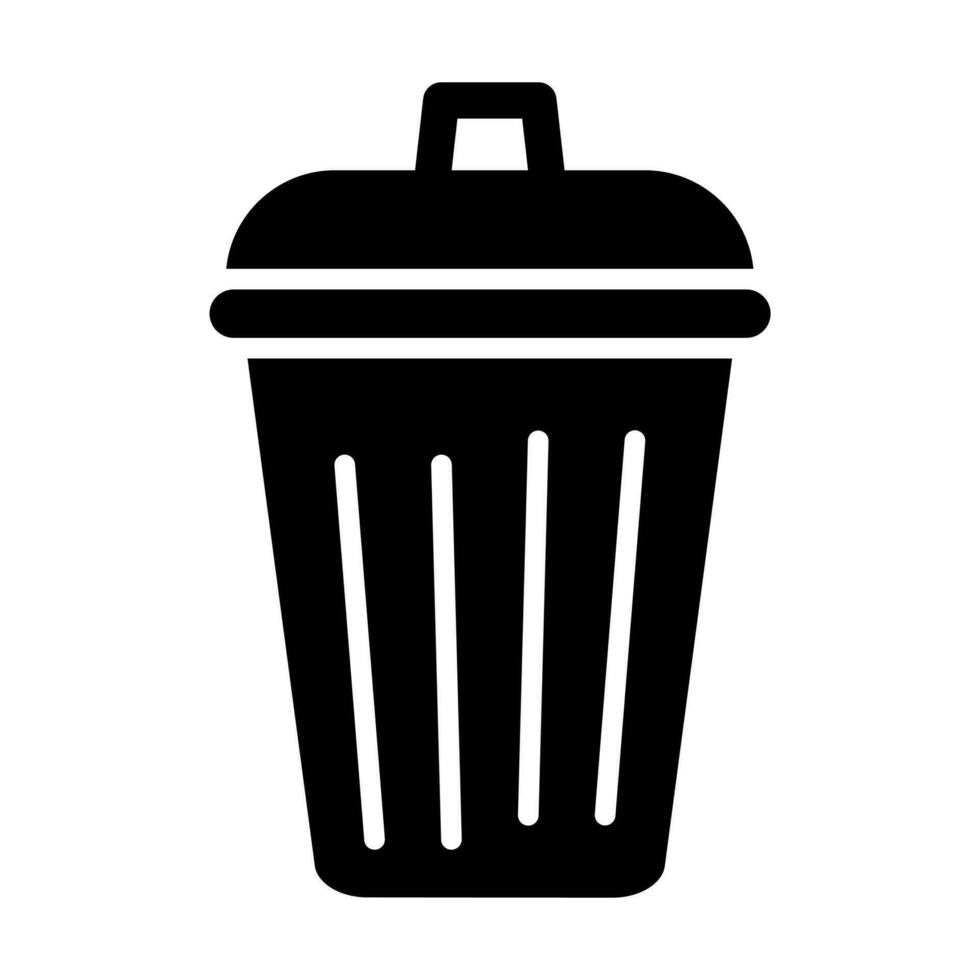 Trash Bin Glyph Icon Design vector