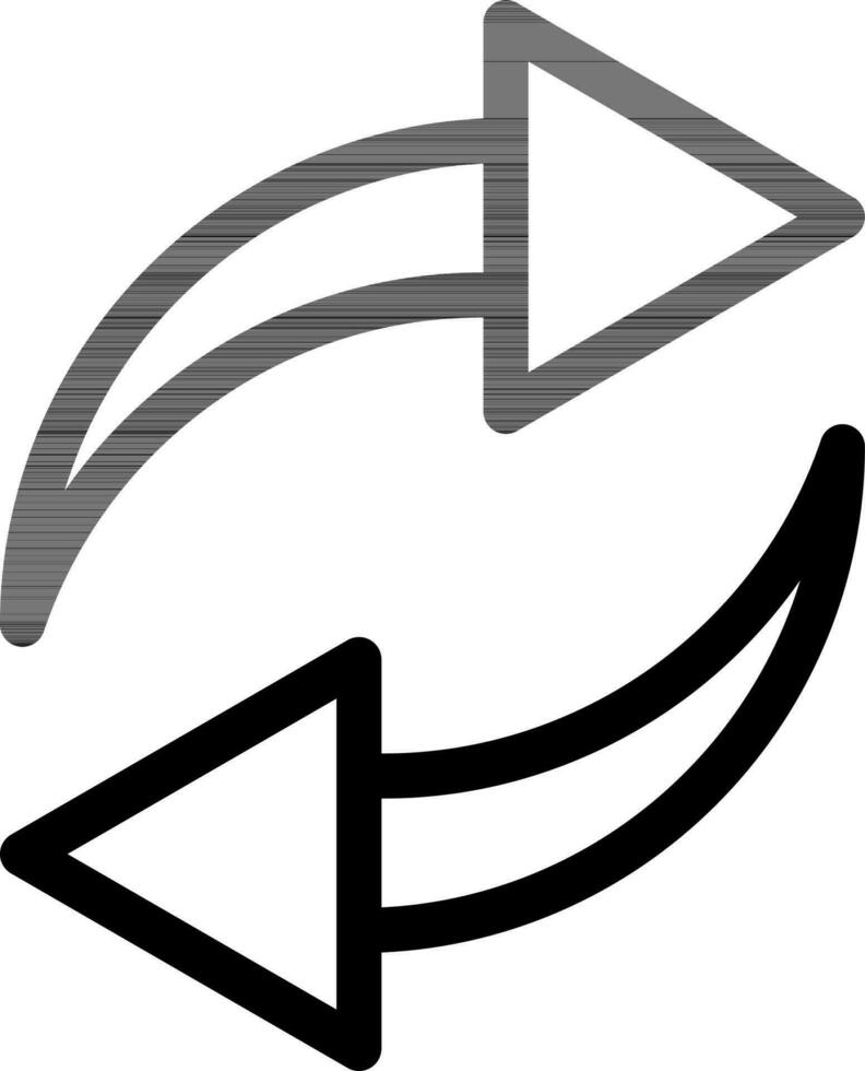 Flat style reload sign in line art. vector