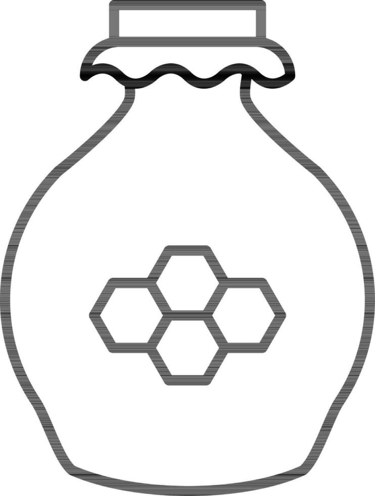 Honey Jar Icon In Black Line Art. vector