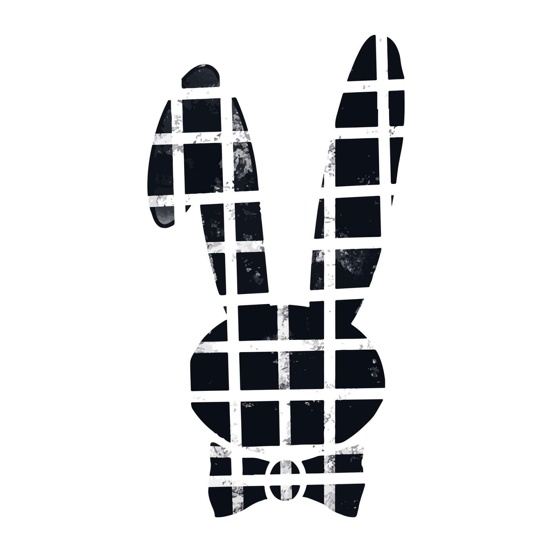 Cute bunny silhouette in hand drawn doodle style Vector illustration
