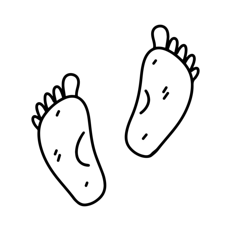 First baby steps in hand drawn doodle style. Vector illustration isolated on white. Coloring page.