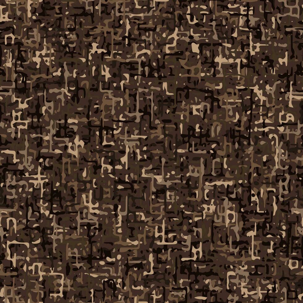 Seamless brown camouflage pattern with with Pixel retro effect. Small mixed particles. Dense abstract background. Army or hunting masking texture for apparel, fabric, textile, sport goods. vector