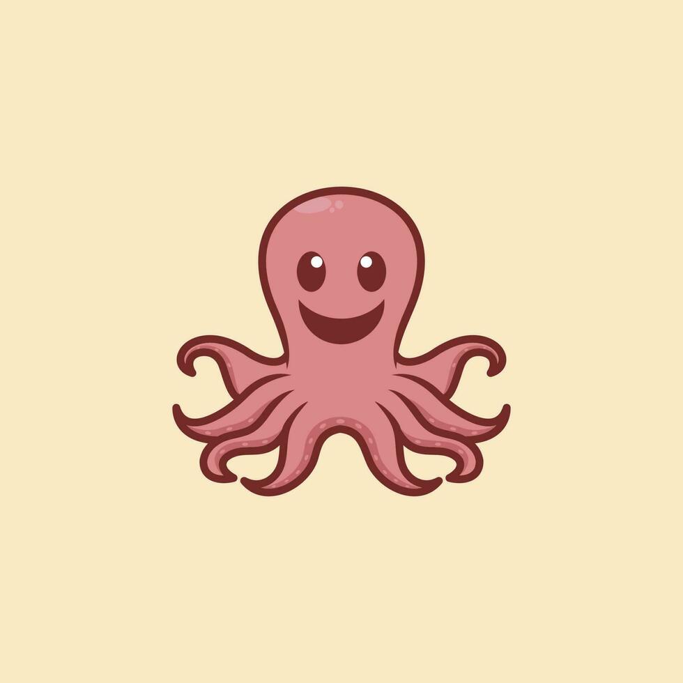 Cute Baby Octopus Logo Design vector