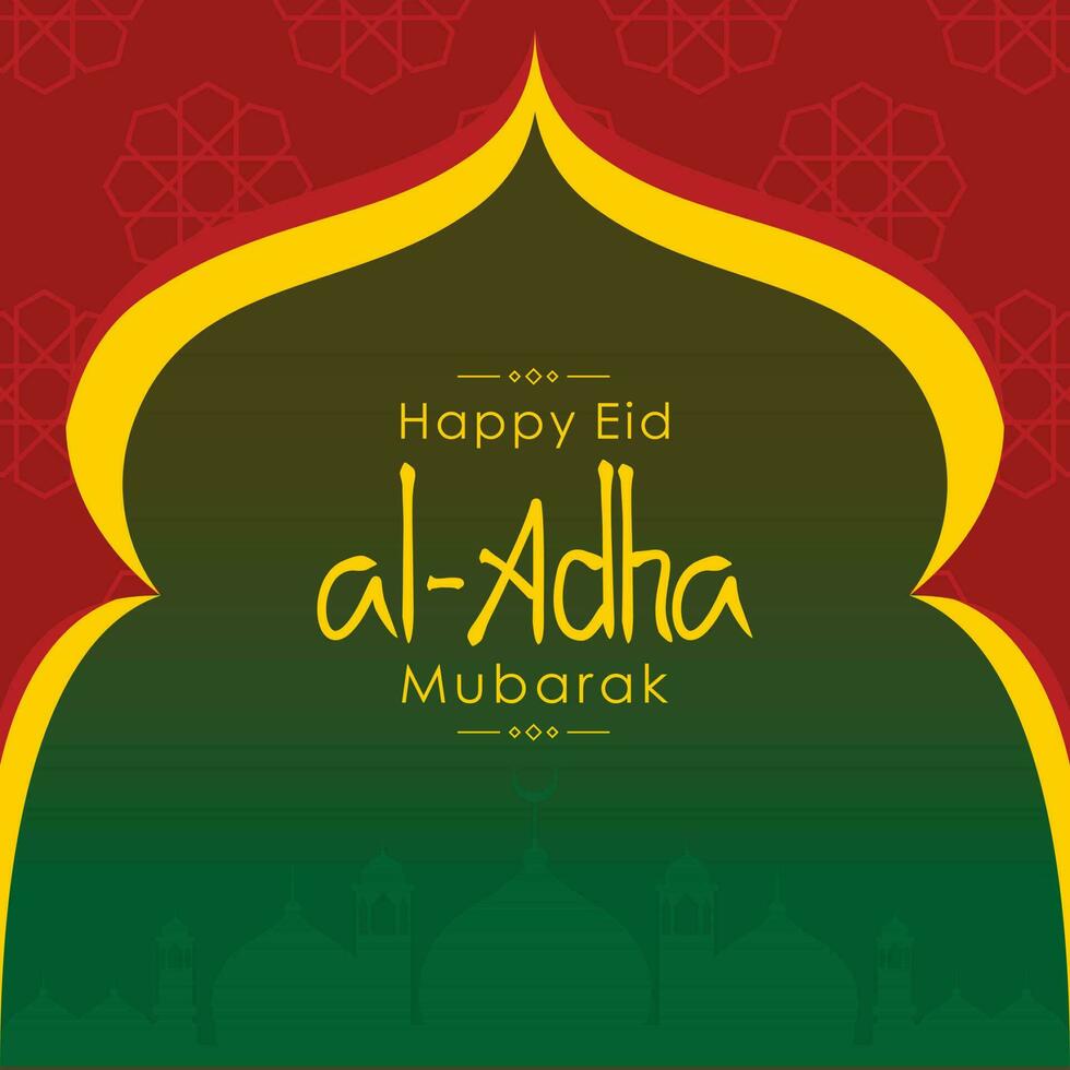 Eid al-Adha greeting card flyer poster vector design illustration with red green background