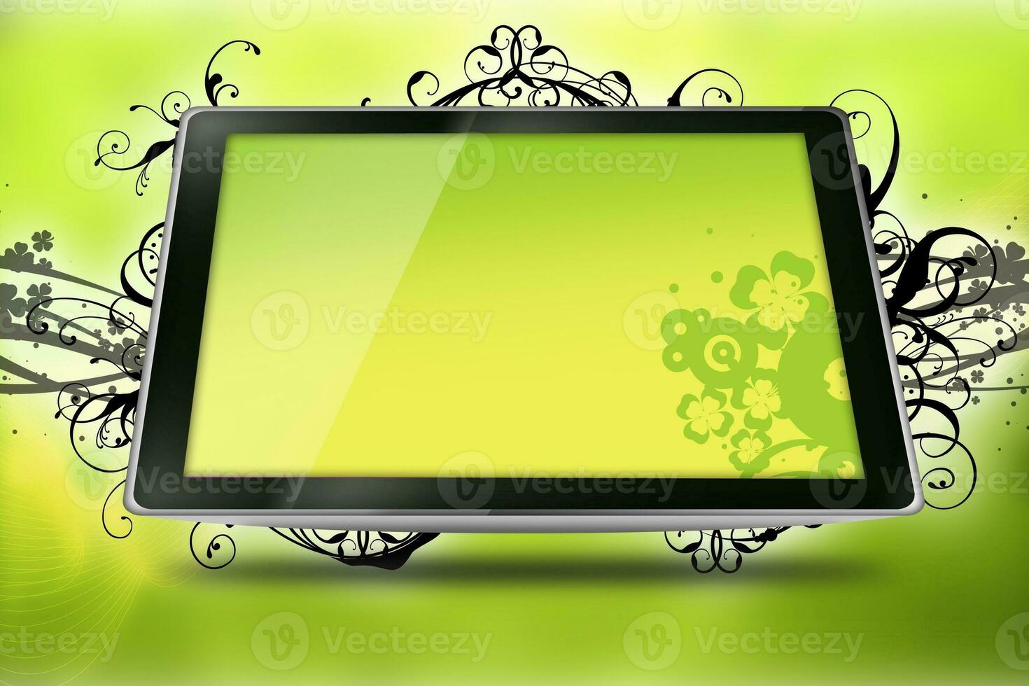 Green Floral Tablet photo