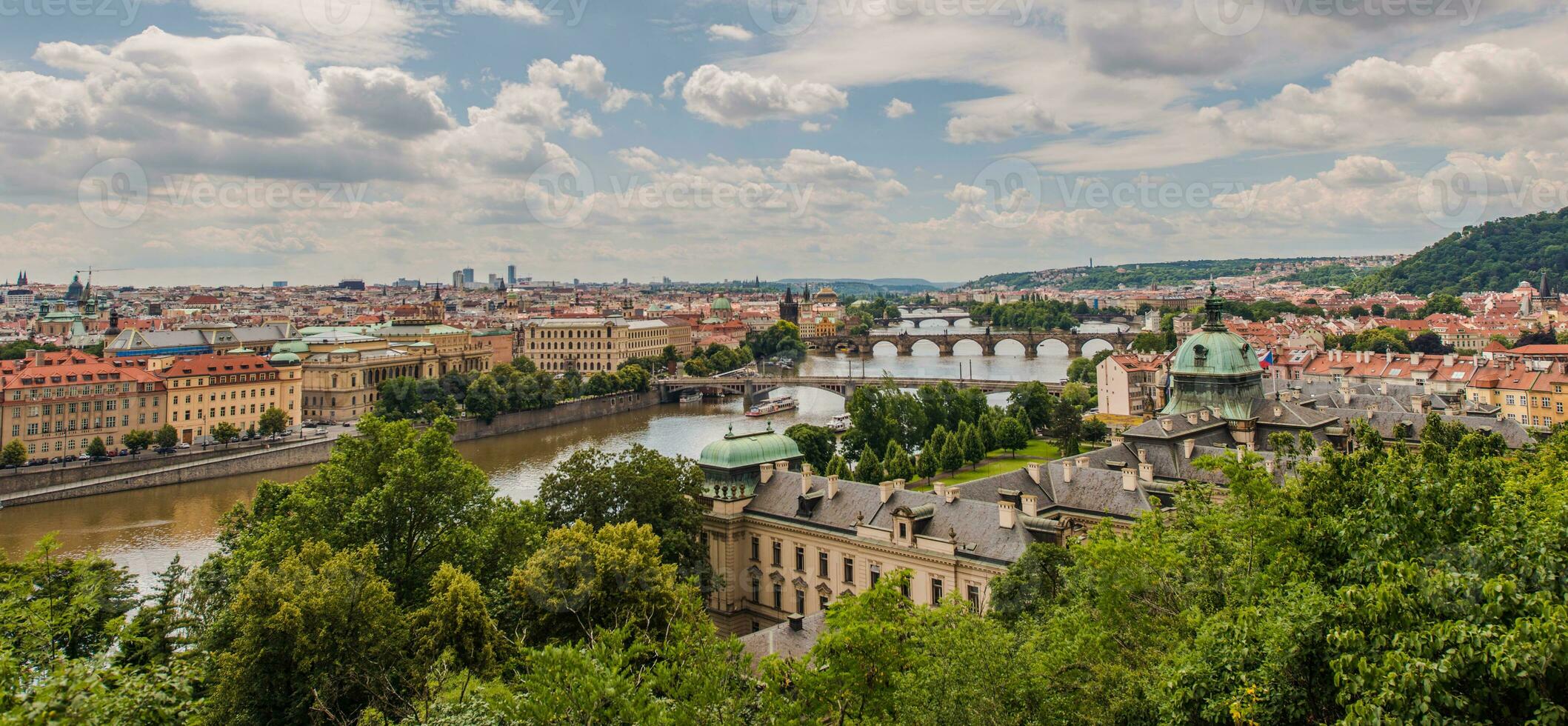 European City Of Prague In Panoramic View. photo