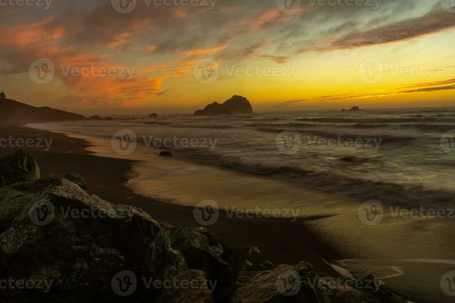 Scenic Northern California Redwood Coast Beach Sunset photo