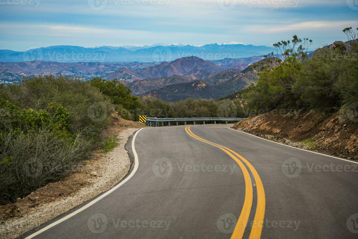 Scenic Santa Monica Mountains Road in Malibu California photo