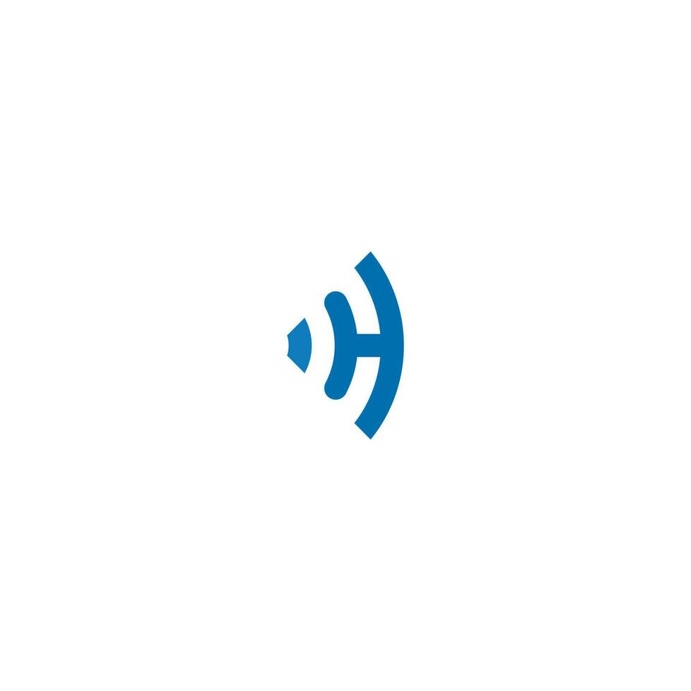 Letter CH WiFi Wave Logo Negative space vector