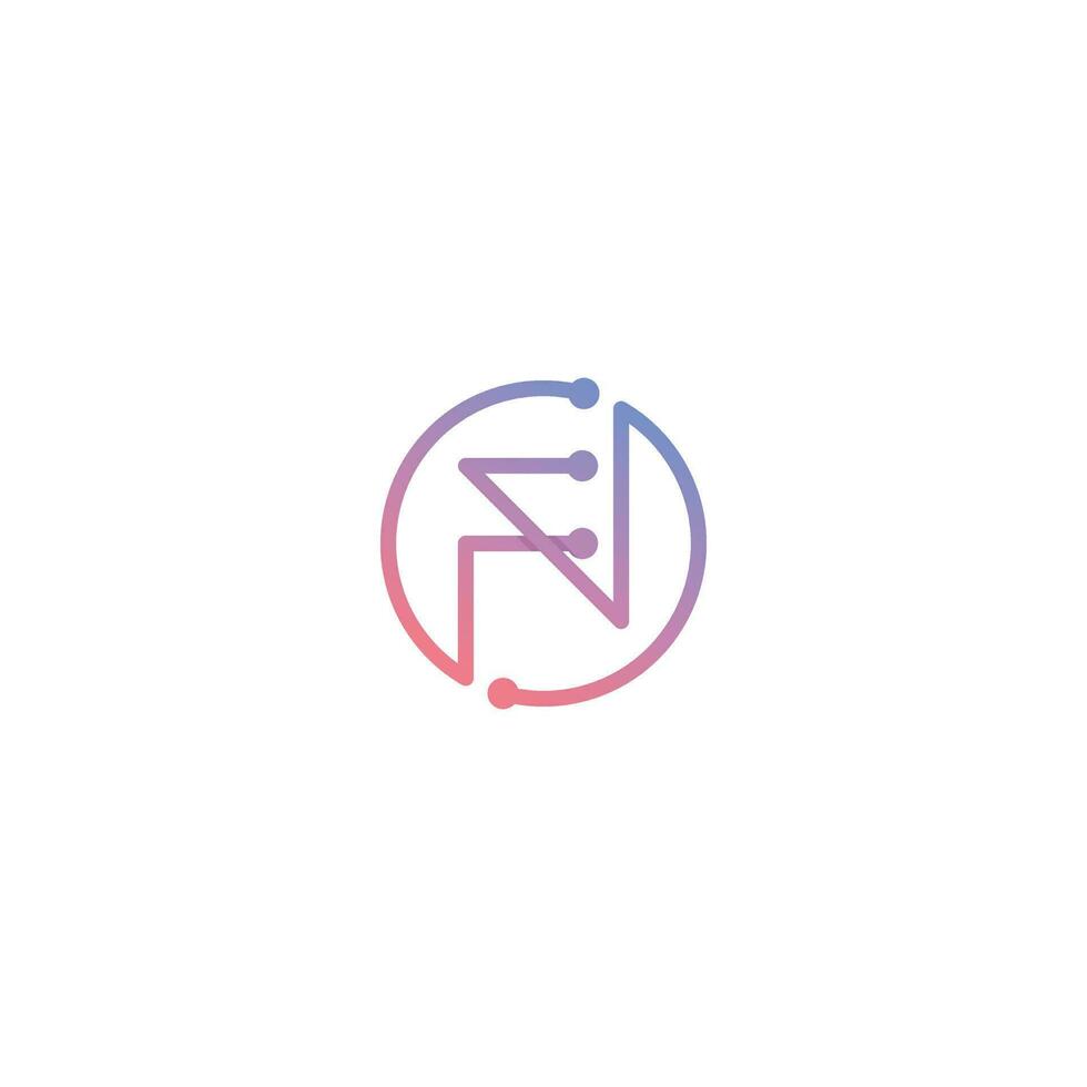 Letters FN NF Technology logo design vector
