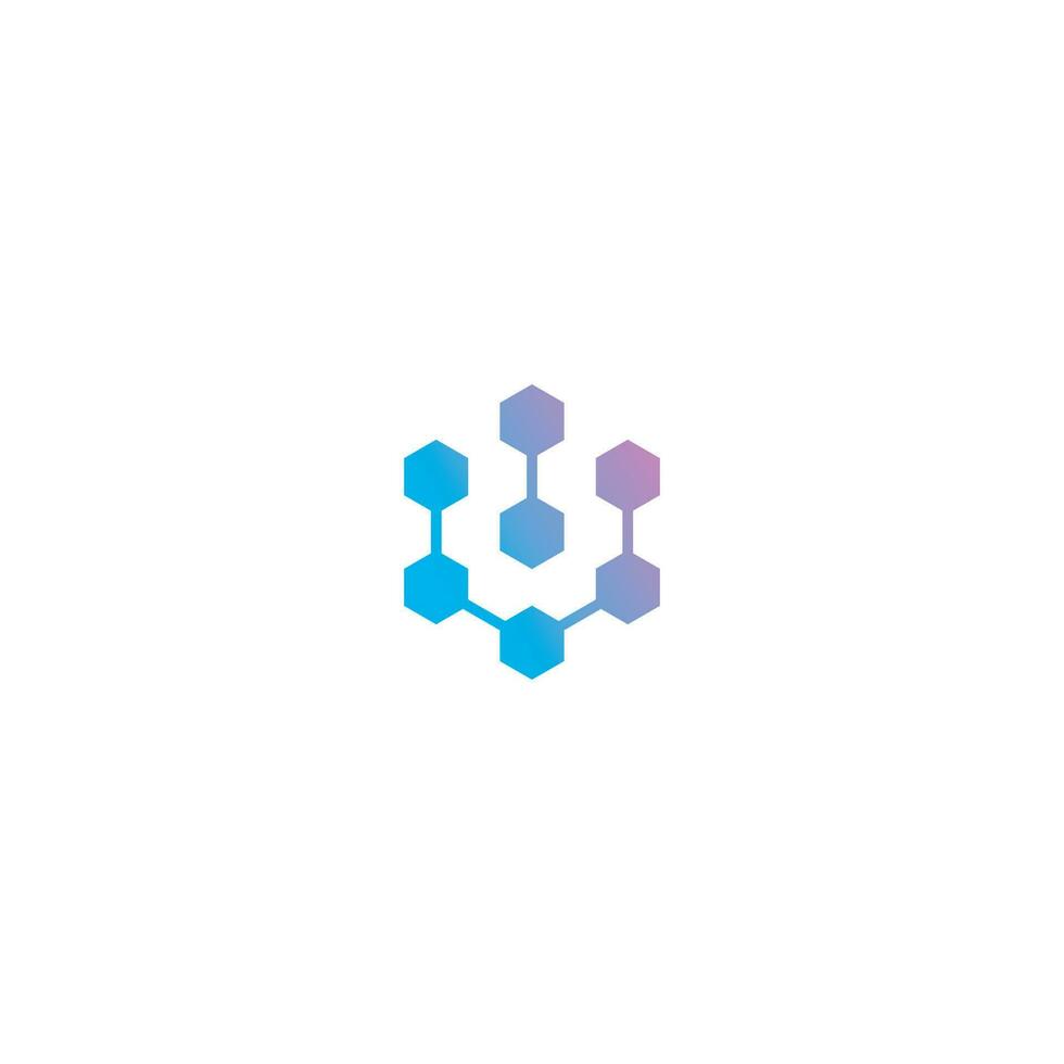 Letter U Blockchain Logo design vector