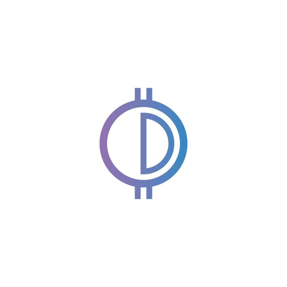 Letter D Token logo design vector