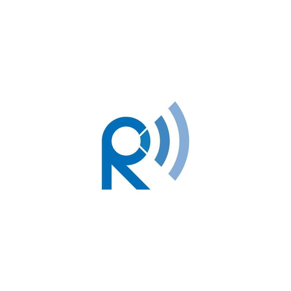 Letter R Radio Wave or WiFi Logo vector