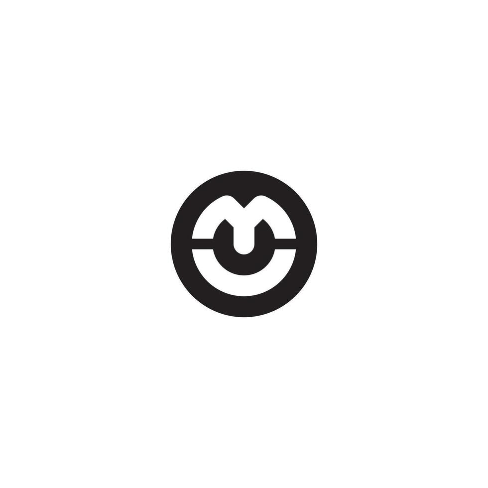 circular negrita letras mu um monograma logo diseño vector