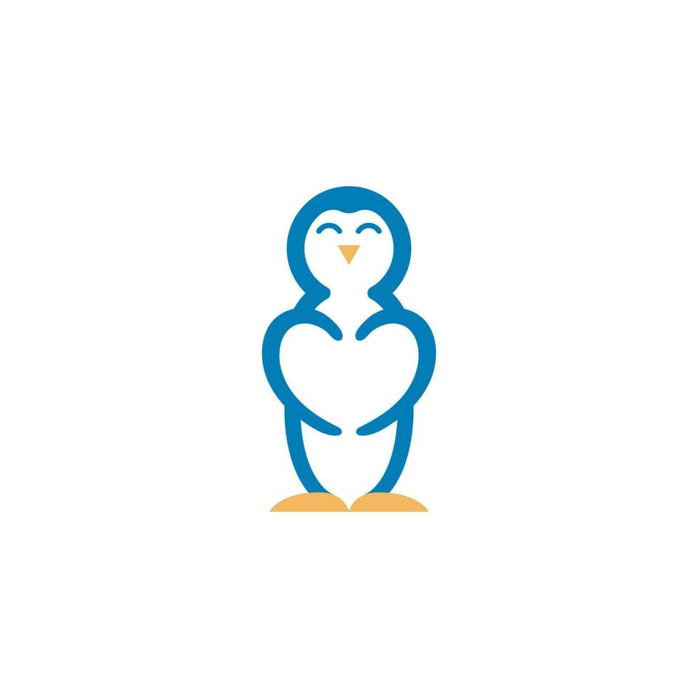 Cute penguin with hands forming love. The logo represents happy cheerful friendly playful inviting vector