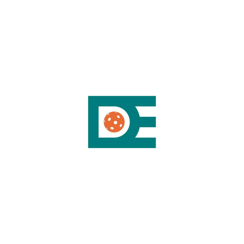 Letter DE Pickleball logo design vector