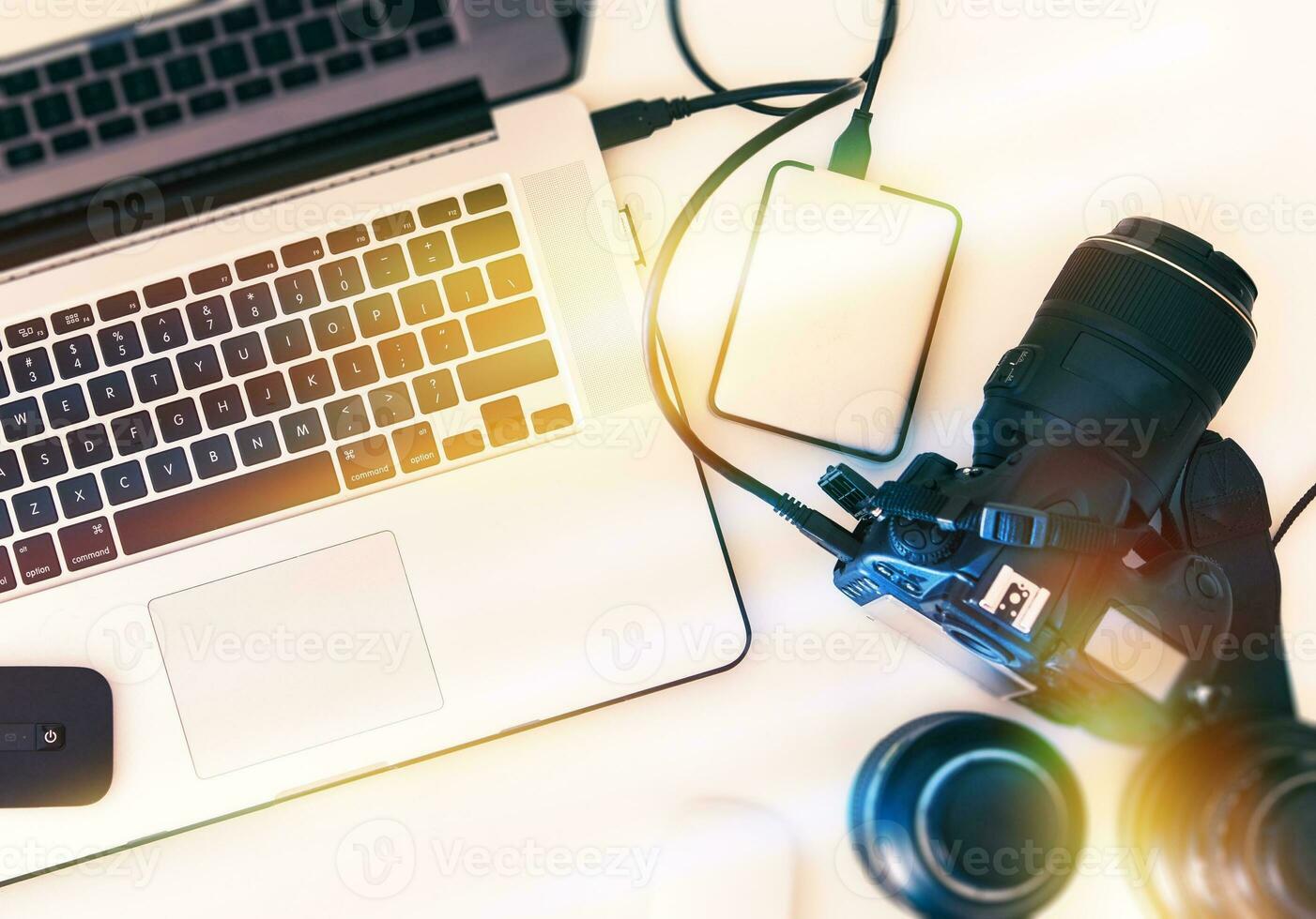 Photography Workstation Top View photo