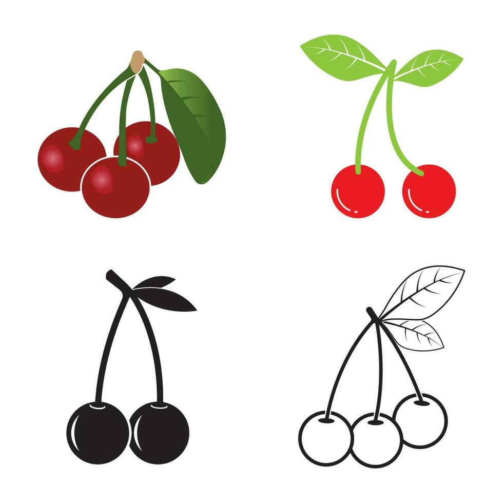 fresh cherry fruit icon vector